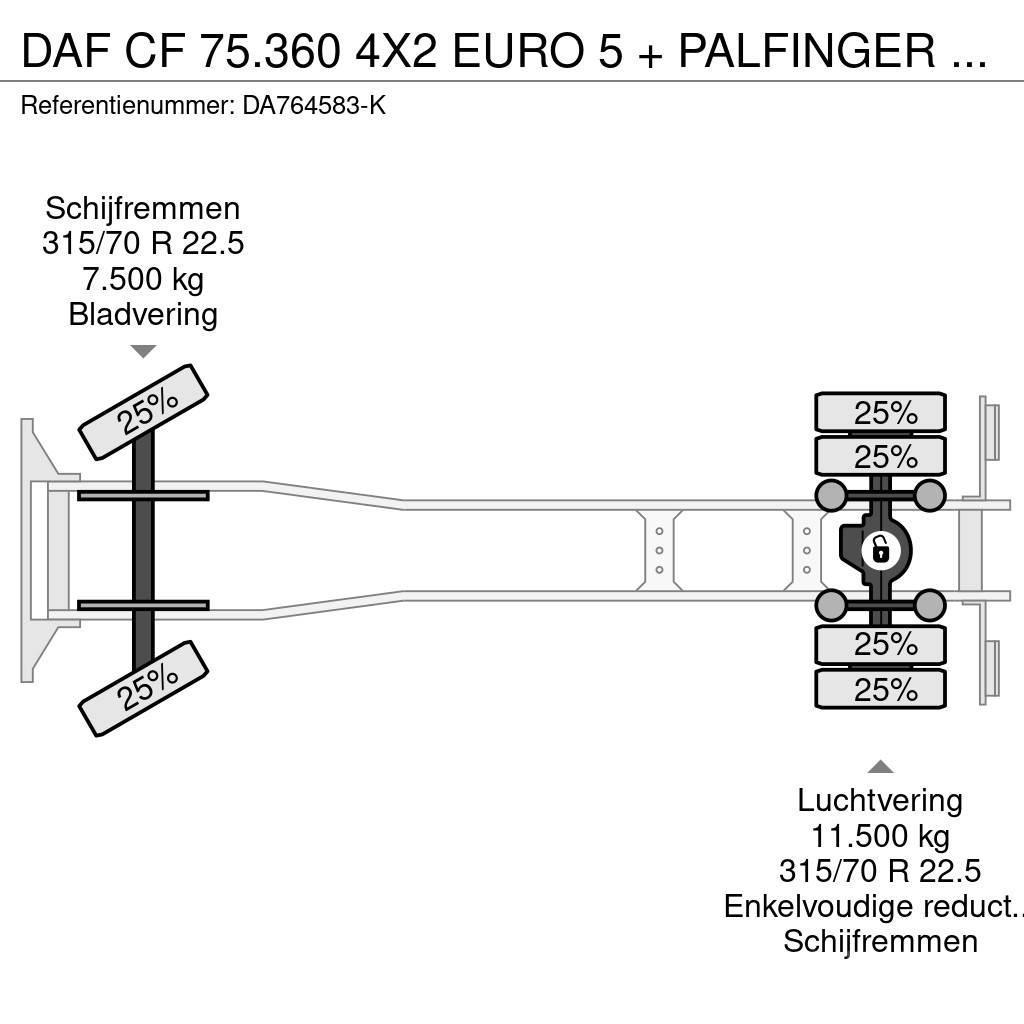 DAF CF 75.360 4X2 EURO 5 + PALFINGER PK15500 Flatbed kamyonlar