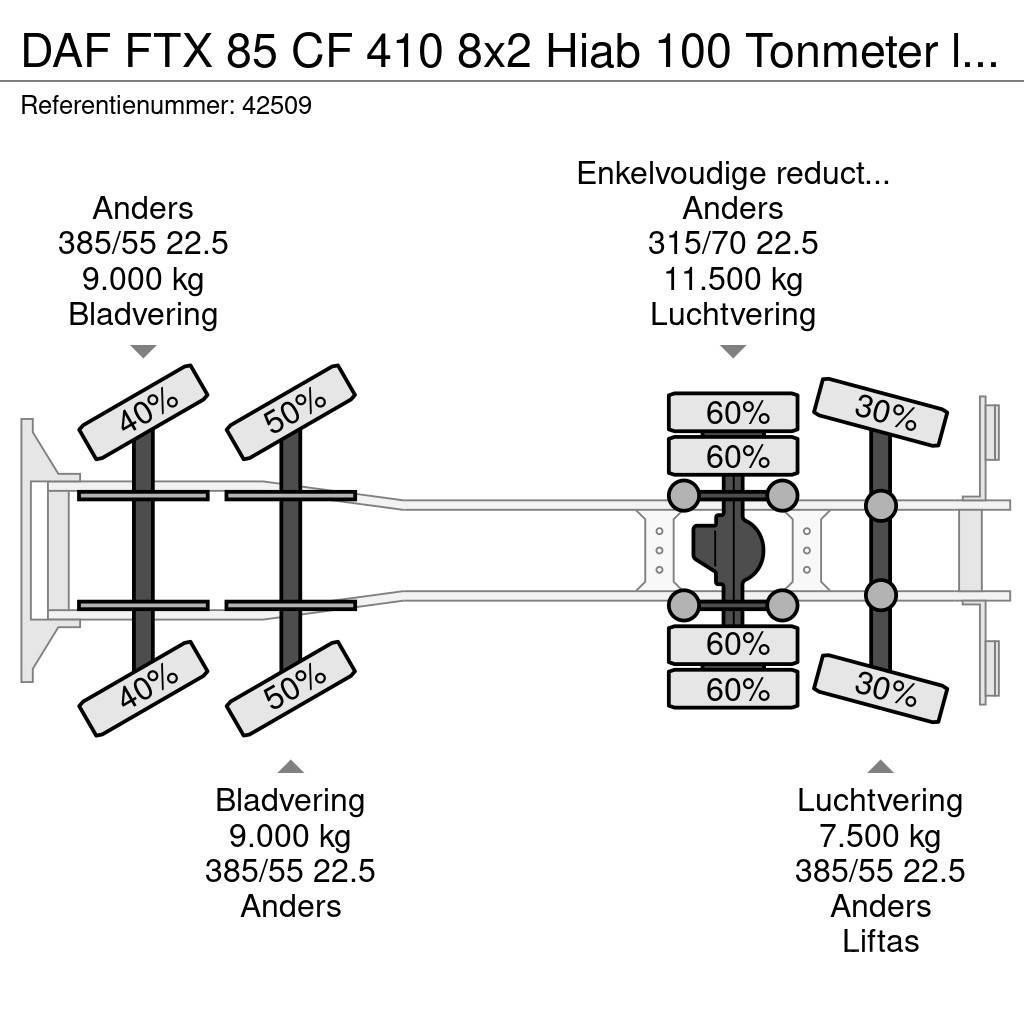 DAF FTX 85 CF 410 8x2 Hiab 100 Tonmeter laadkraan + Fl Yol-Arazi Tipi Vinçler (AT)