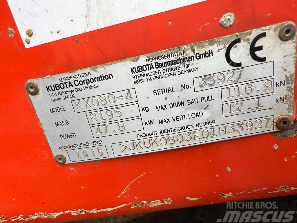 Kubota KX 080-4 Powertilt Midi excavators  7t - 12t