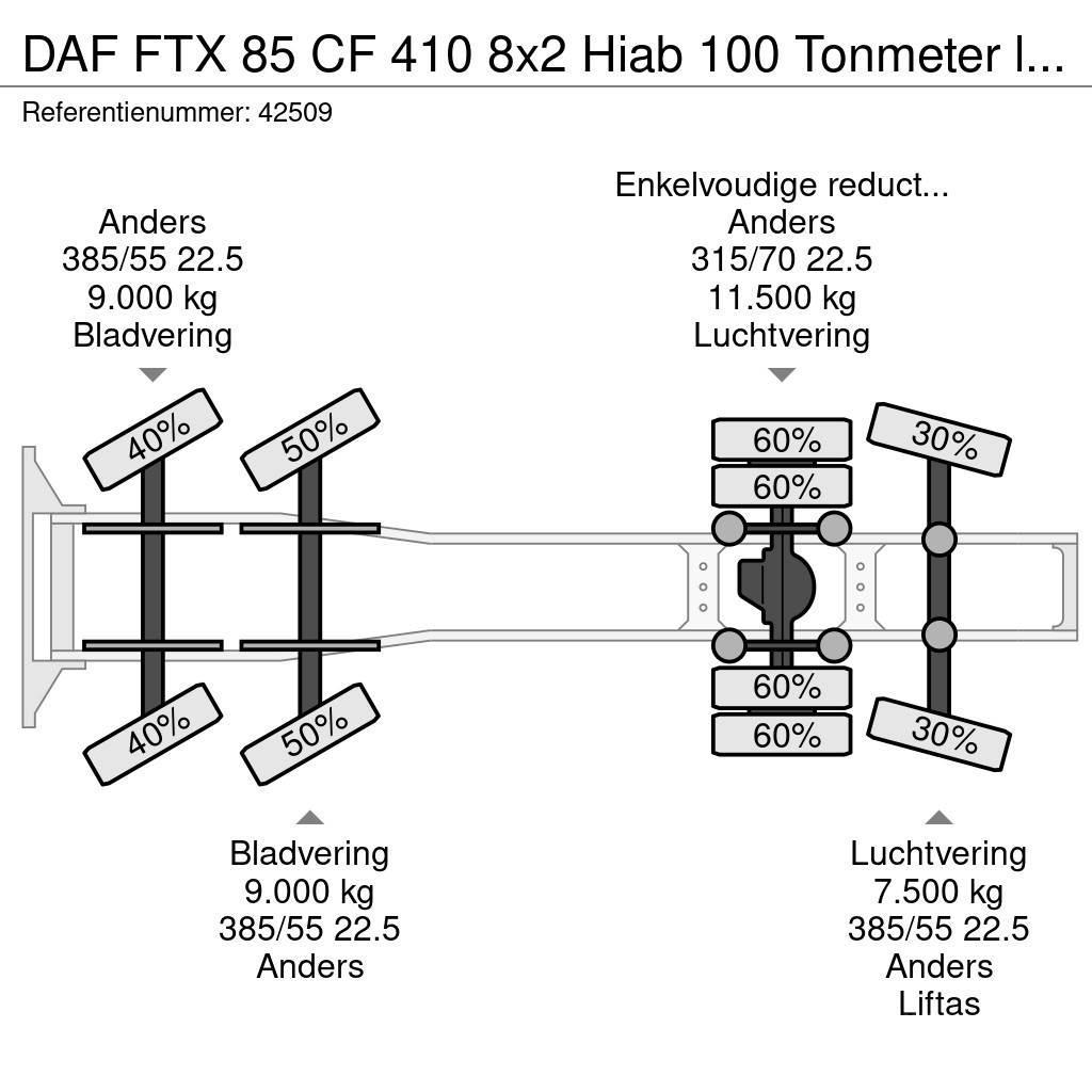 DAF FTX 85 CF 410 8x2 Hiab 100 Tonmeter laadkraan + Fl Tractor Units