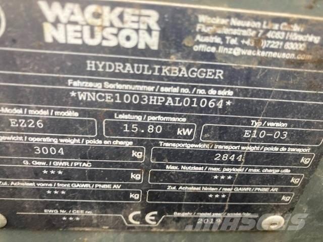 Wacker EZ26 Mini ekskavatörler, 7 tona dek