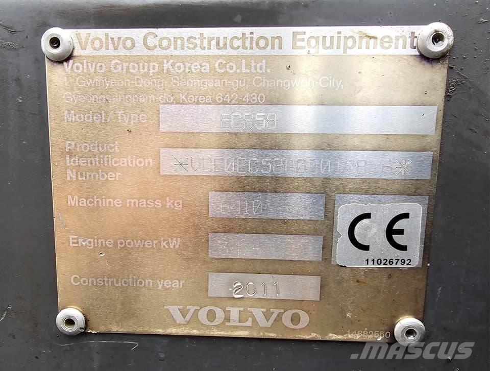 Volvo ECR 58 Mini ekskavatörler, 7 tona dek