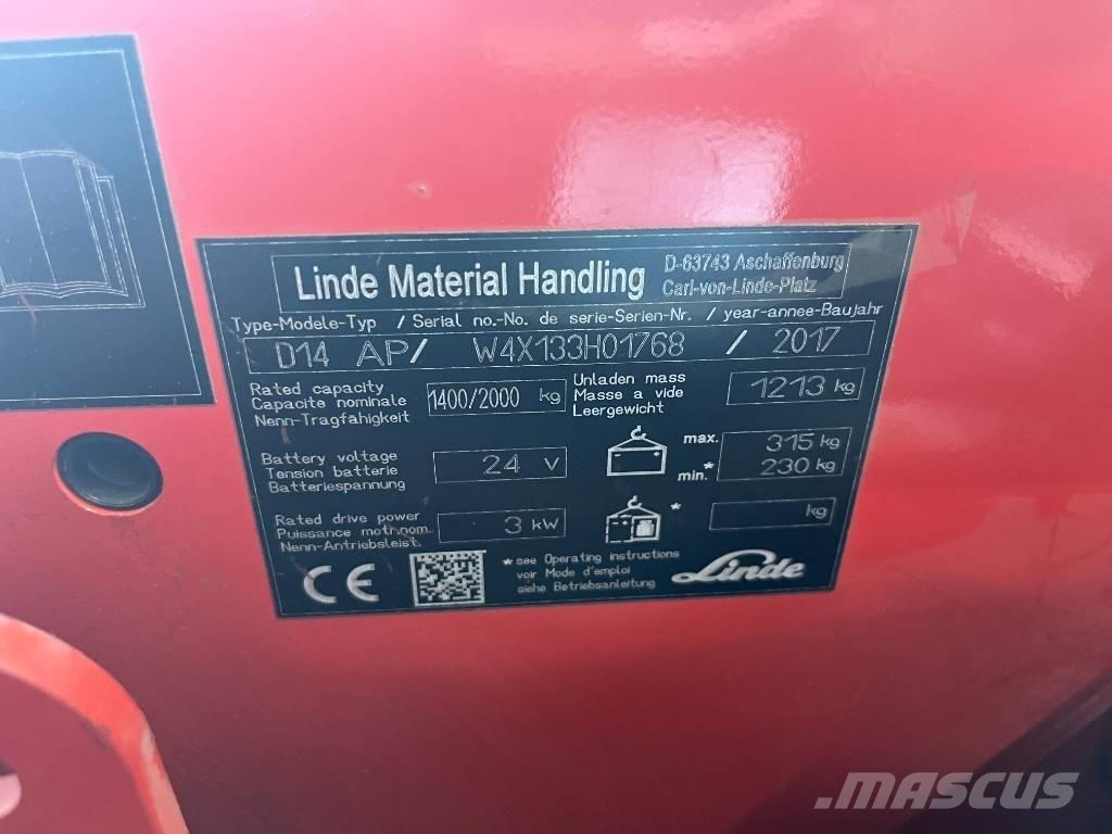 Linde D 14 AP Akülü depo ekipmanları