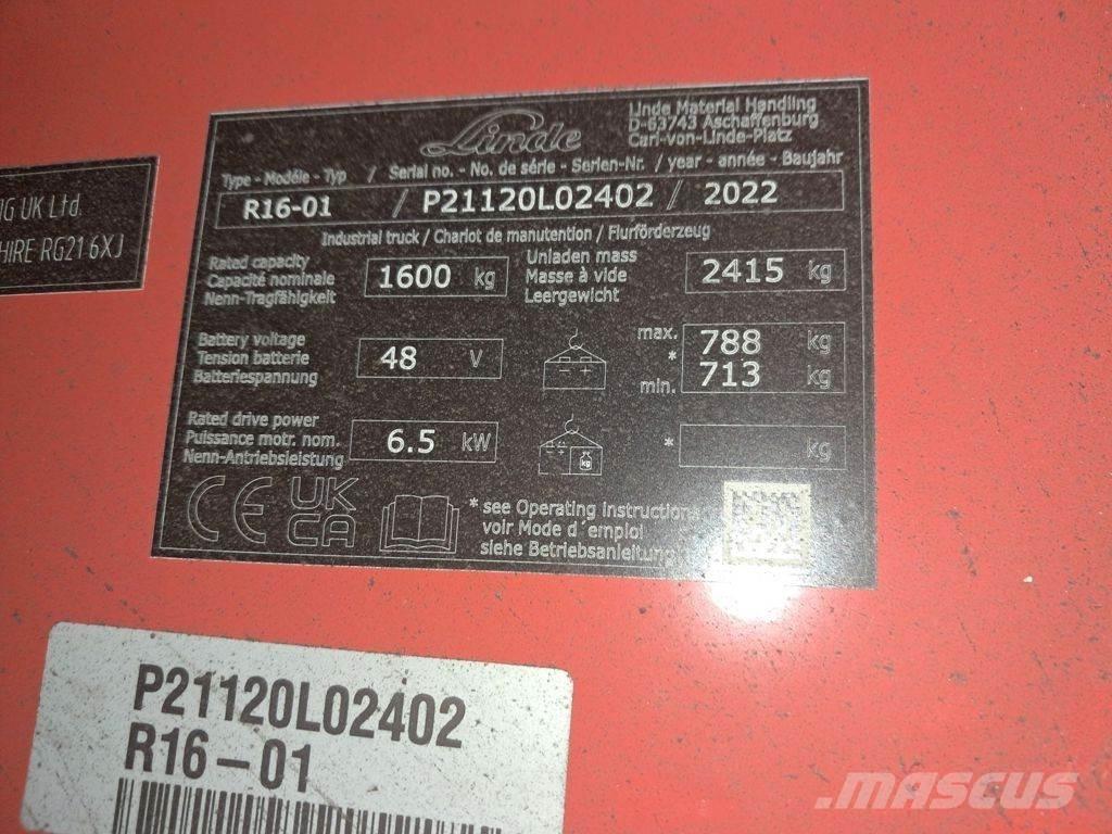 Linde R16-01 Elektrikli forkliftler