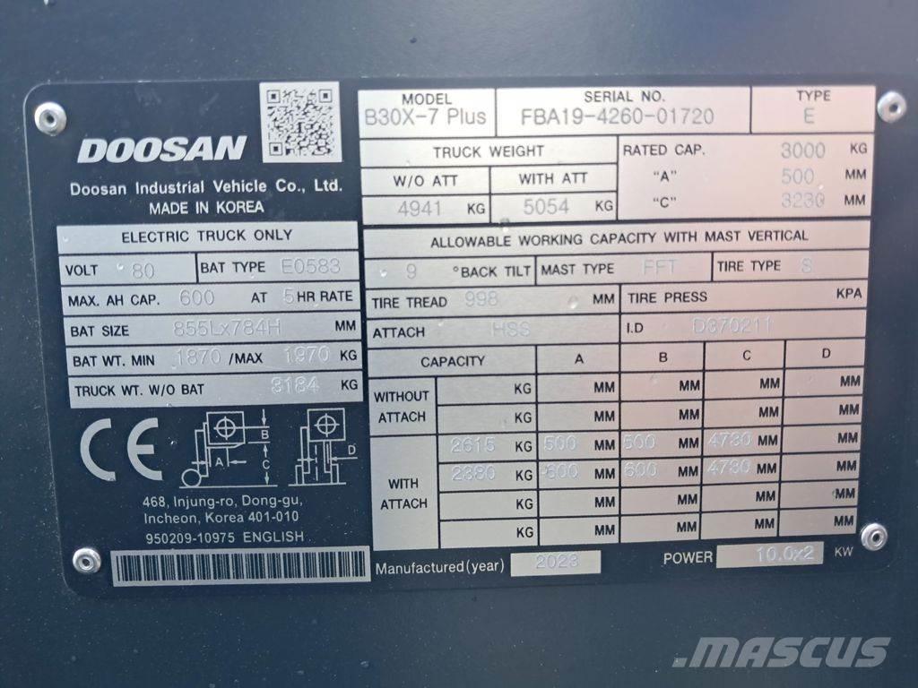 Doosan B30X-7 Plus Elektrikli forkliftler