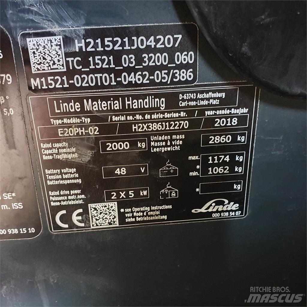 Linde E20PH Elektrikli forkliftler