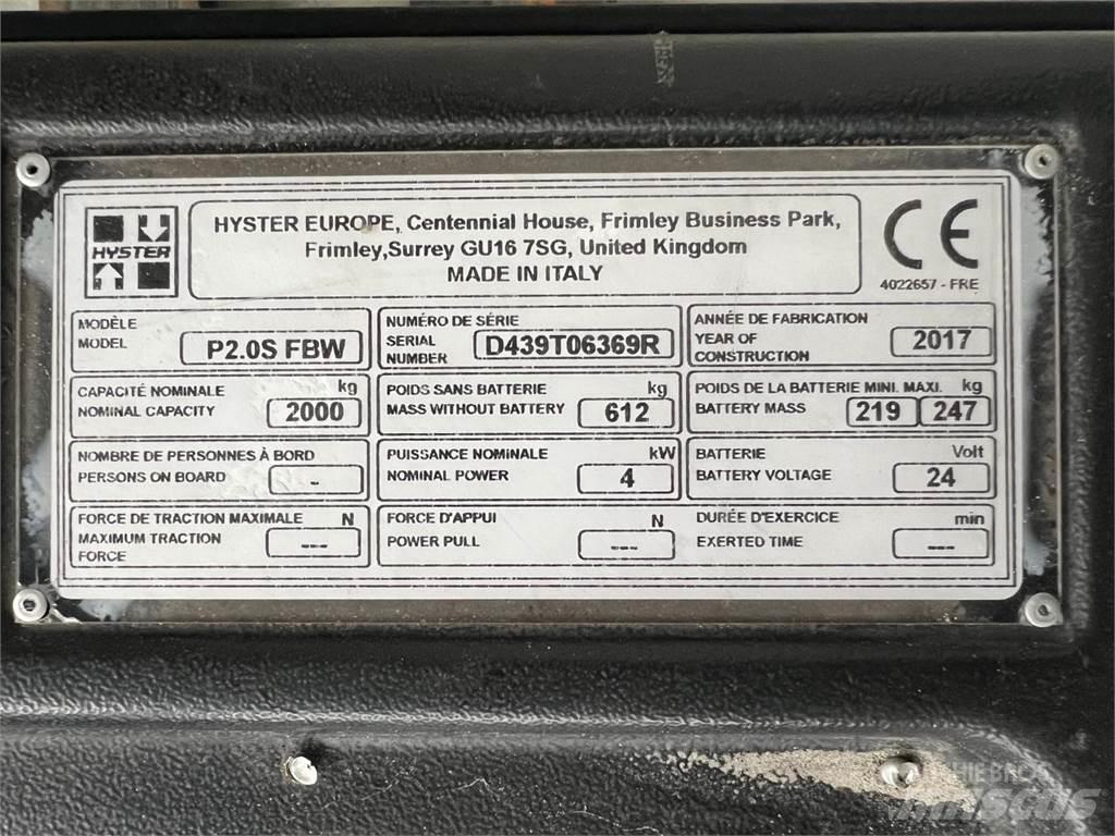 Hyster P2.0S Düsük seviye kaldirici