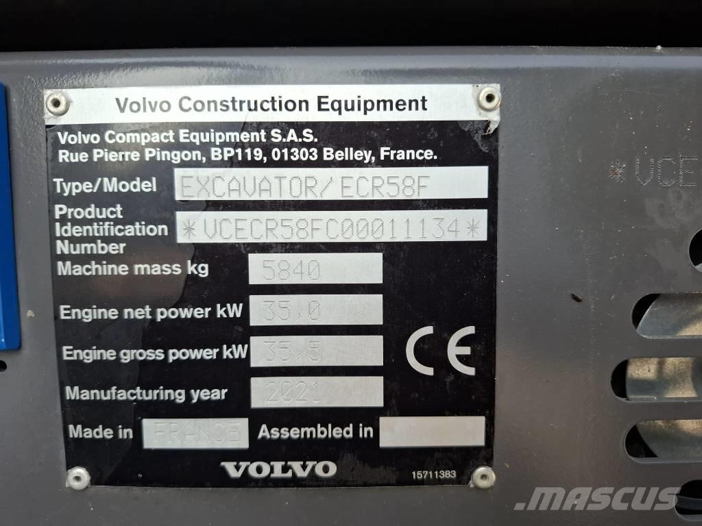 Volvo ECR 58 F Mini ekskavatörler, 7 tona dek