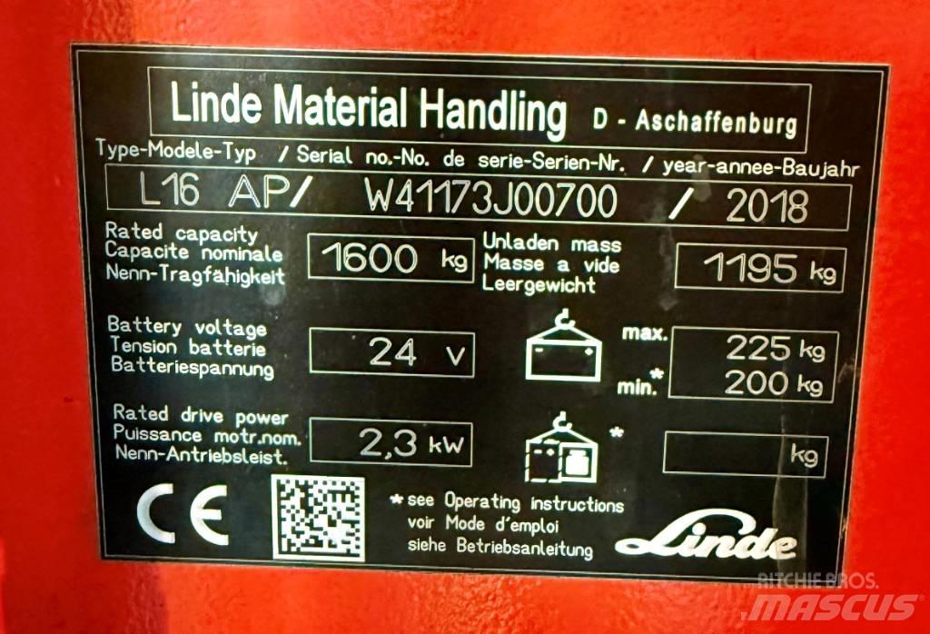 Linde L16APi/1173 Akülü depo ekipmanları