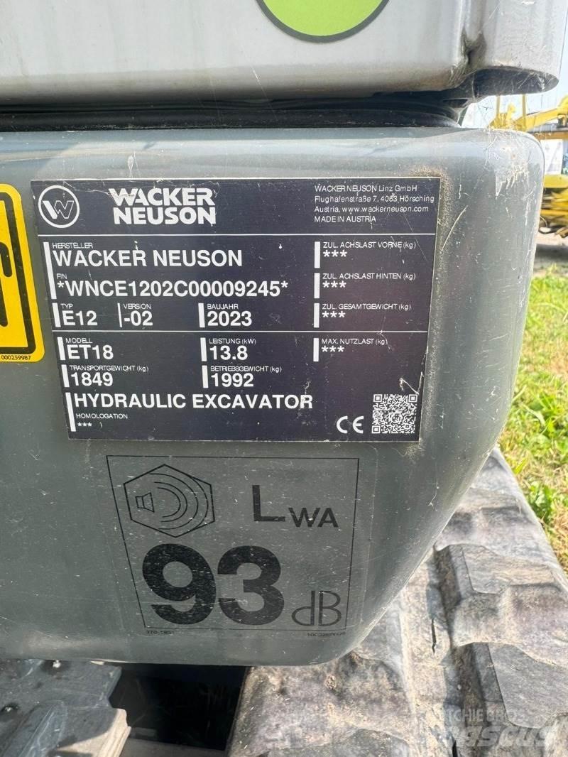 Wacker ET 18 Mini ekskavatörler, 7 tona dek