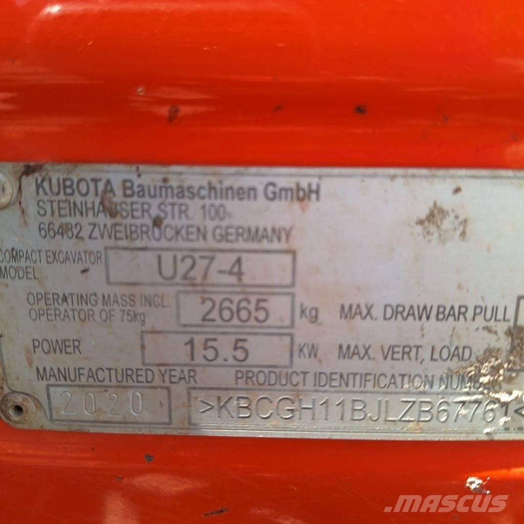 Kubota U 27-4 Mini ekskavatörler, 7 tona dek