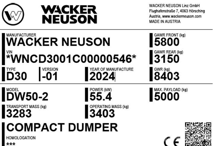 Wacker Neuson DW50-2 Belden kirma kamyonlar