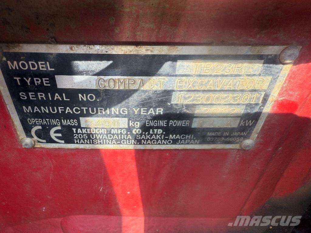 Takeuchi TB 23 R Mini ekskavatörler, 7 tona dek
