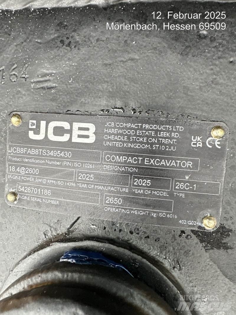 JCB 26C-1 Mini ekskavatörler, 7 tona dek