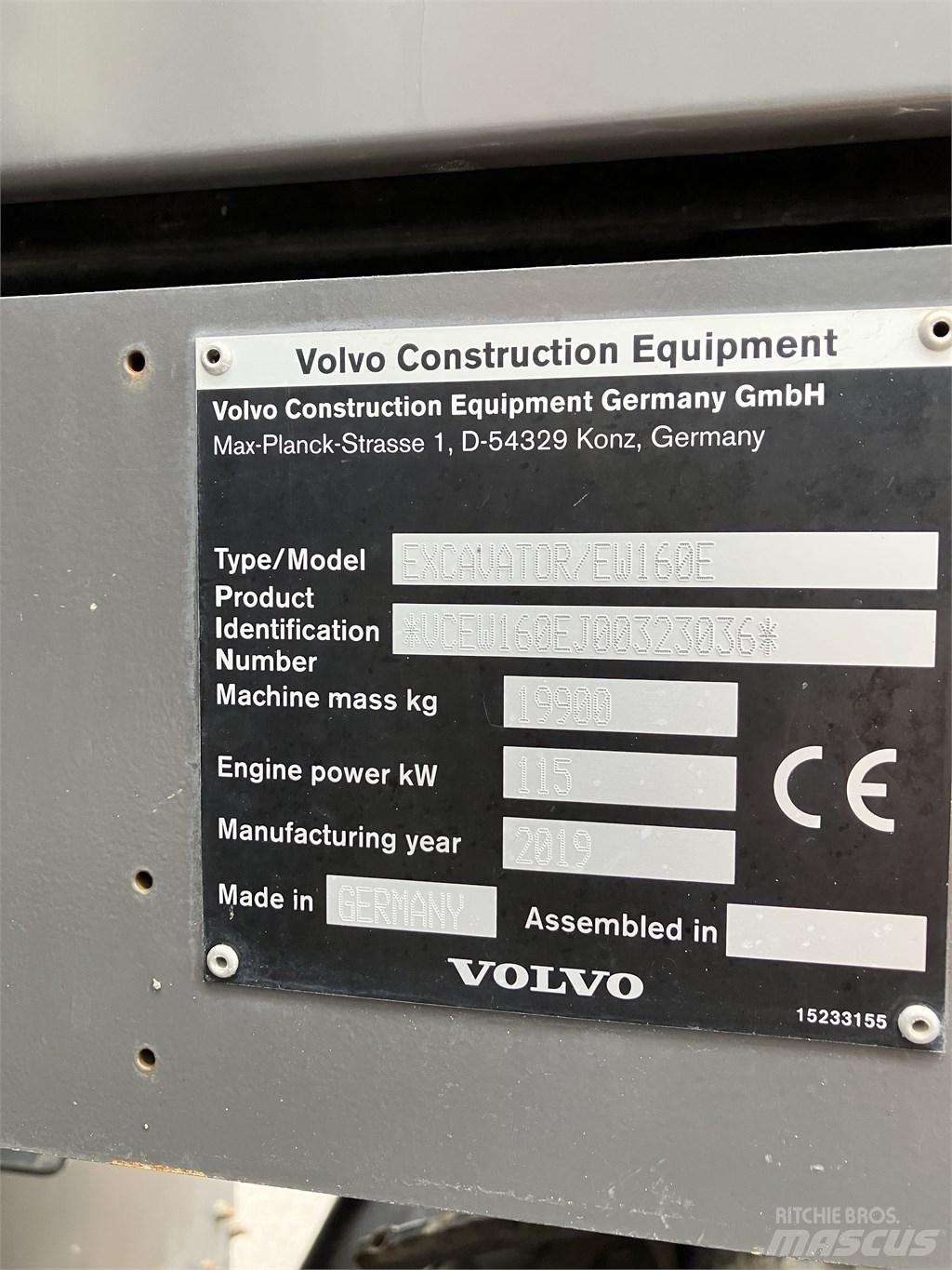 Volvo EW 160 E Lastik tekerli ekskavatörler