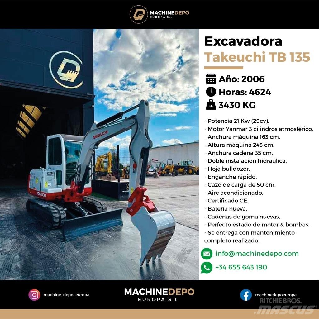 Takeuchi TB 135 Mini ekskavatörler, 7 tona dek