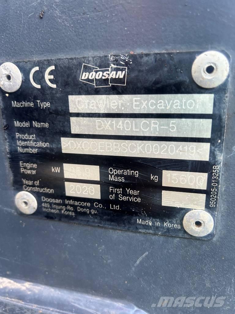 Doosan DX140LCR-5 Paletli ekskavatörler