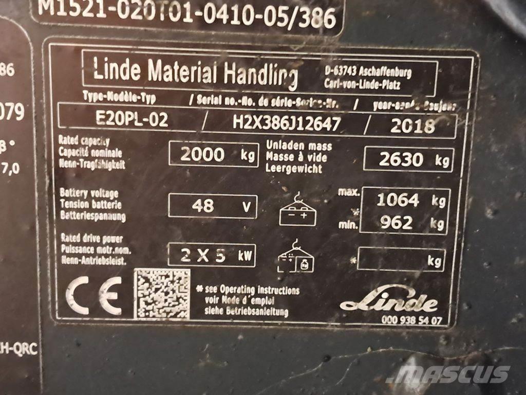 Linde E20PL-02 Elektrikli forkliftler