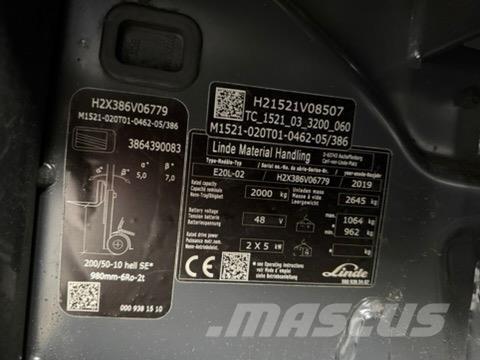 Linde E20L-02 Elektrikli forkliftler