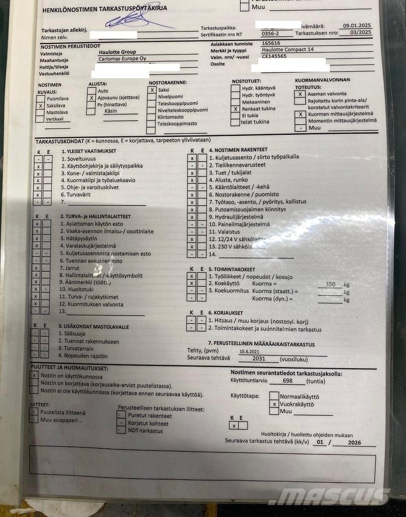 Haulotte Compact 14 Makasli platformlar