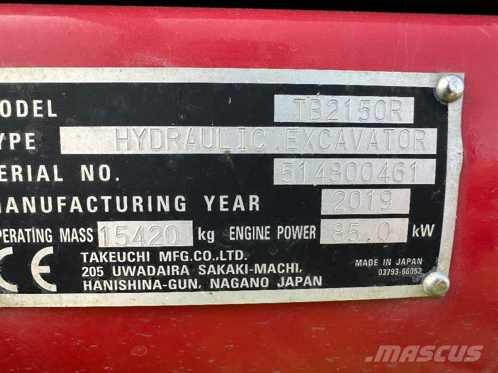 Takeuchi TB 2150 R Paletli ekskavatörler