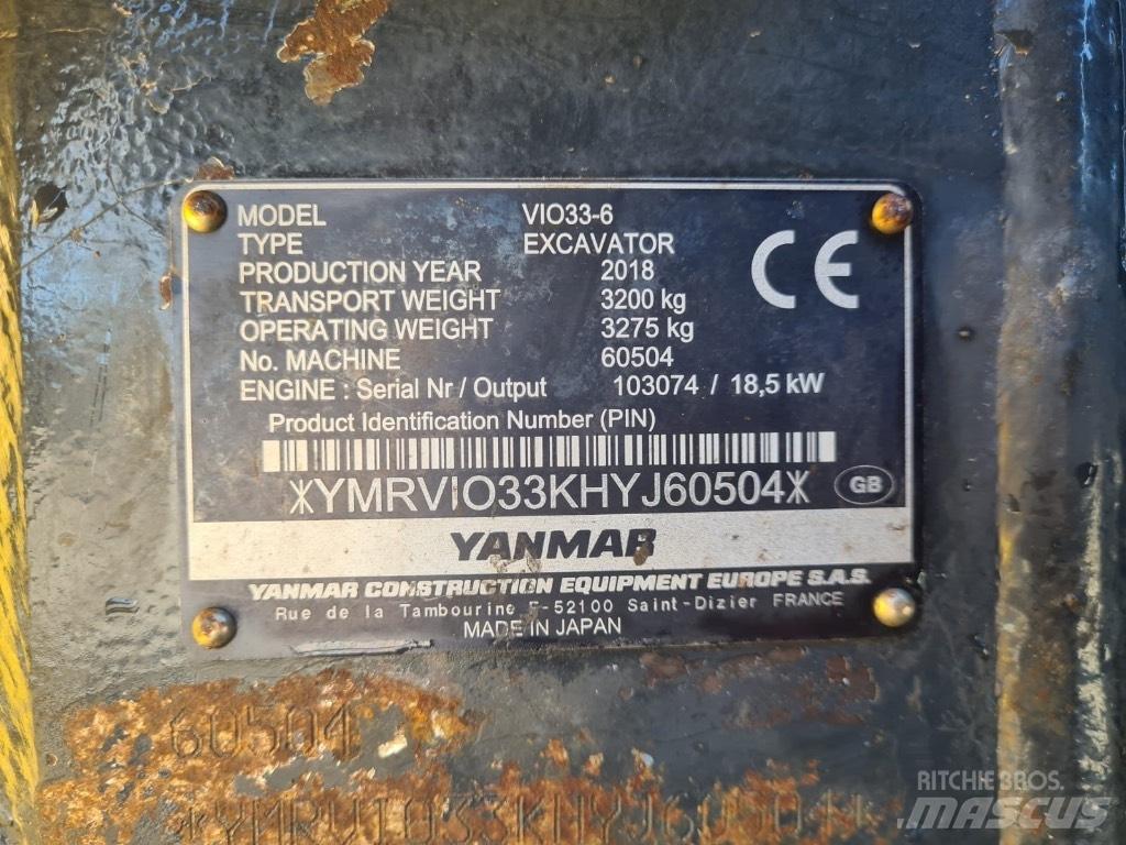 Yanmar VIO33-6 Mini ekskavatörler, 7 tona dek