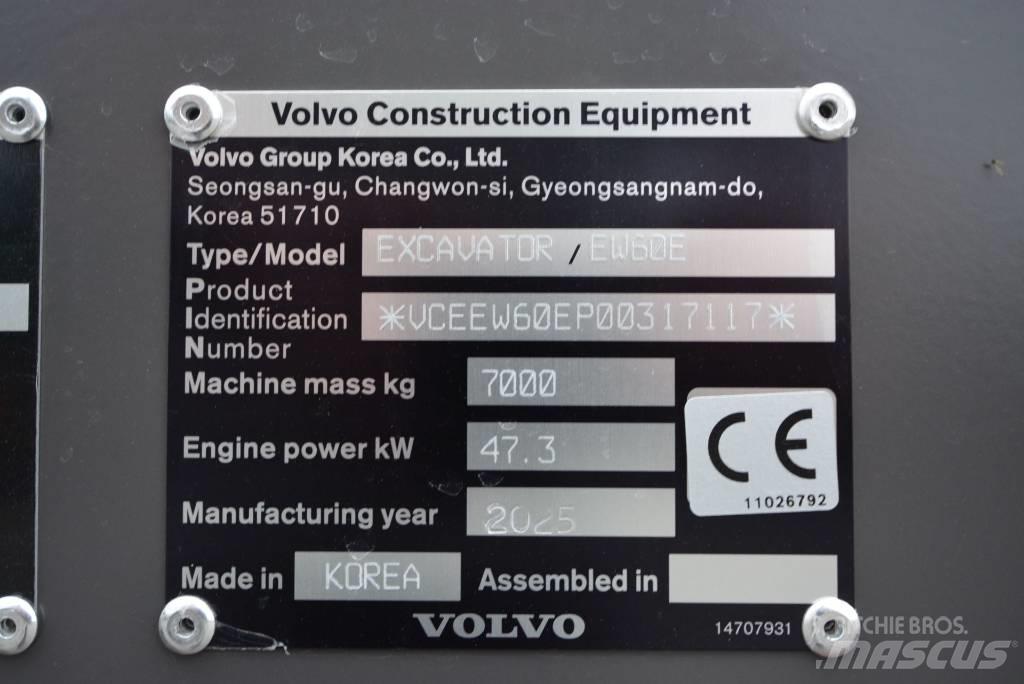 Volvo EW 60 E Mini ekskavatörler, 7 tona dek