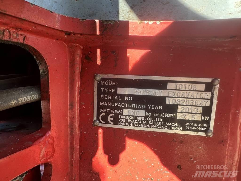 Takeuchi TB108 Mini ekskavatörler, 7 tona dek