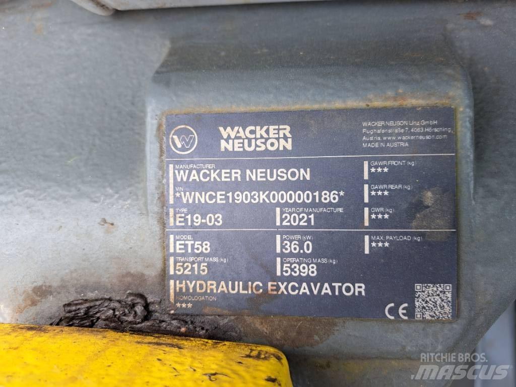 Wacker Neuson ET58 Paletli ekskavatörler