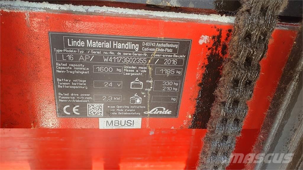 Linde L16AP Yaya kumandali istif makinasi
