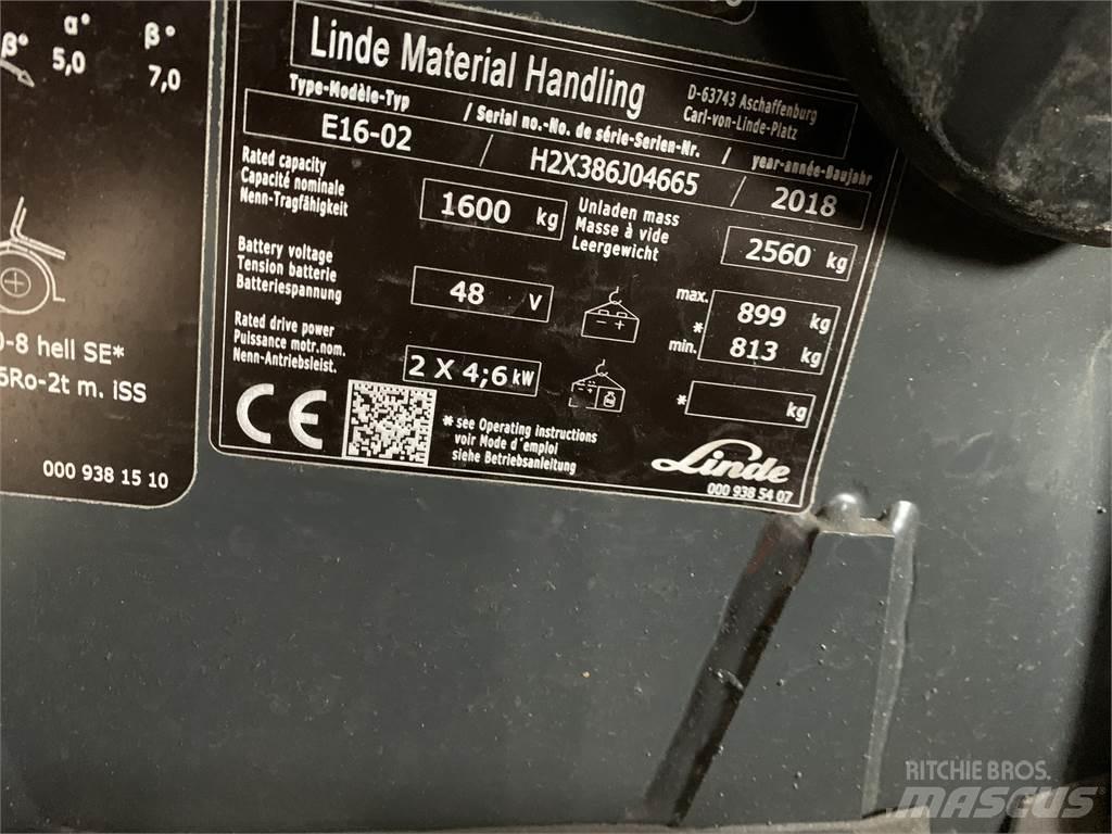 Linde E16 Elektrikli forkliftler