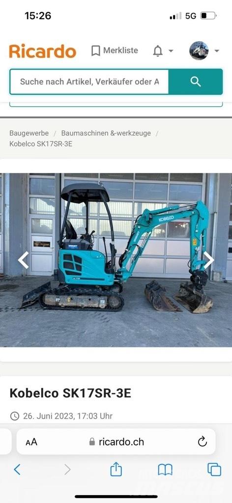 Kobelco SK17SR-3E Mini ekskavatörler, 7 tona dek
