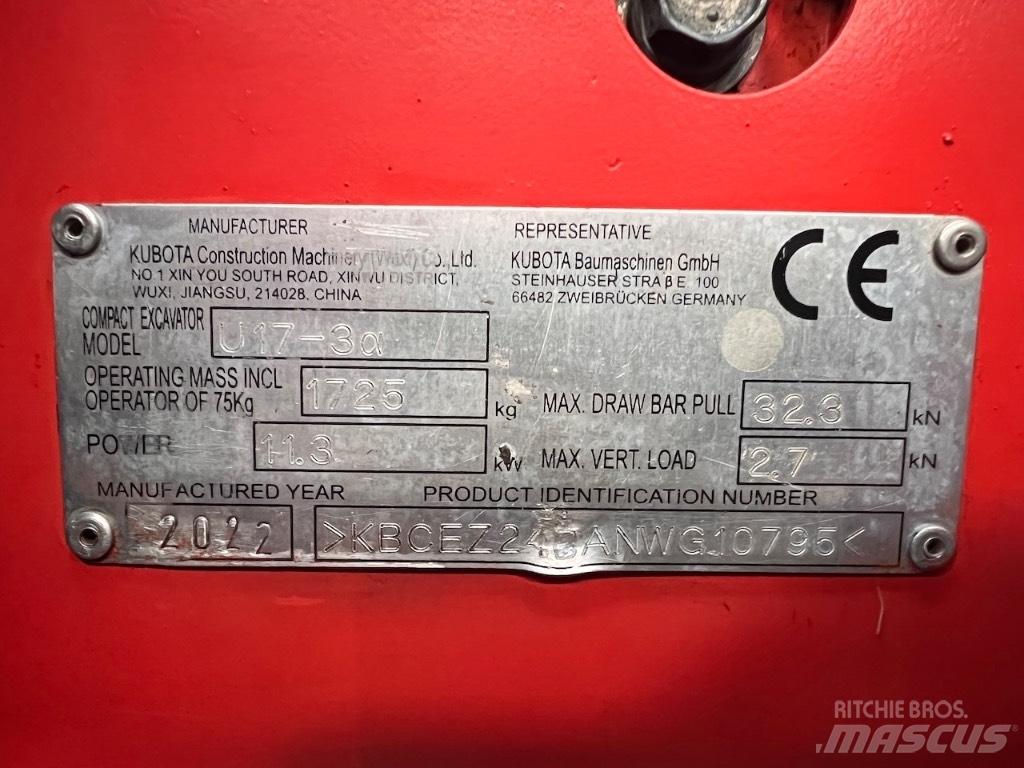 Kubota U 17-3 Mini ekskavatörler, 7 tona dek