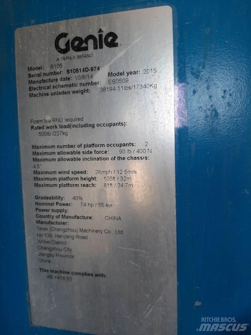 Genie S105 Teleskopik personel platformları