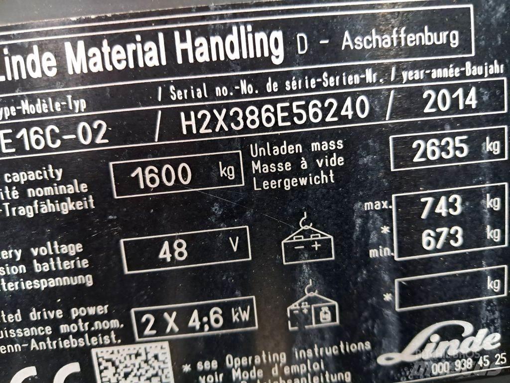 Linde E16C-02 Elektrikli forkliftler