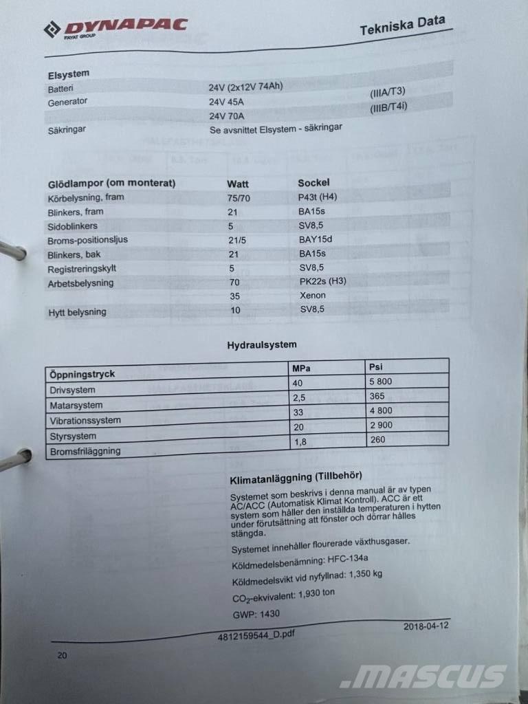 Dynapac CC 424 CHF Tek tamburlu silindirler