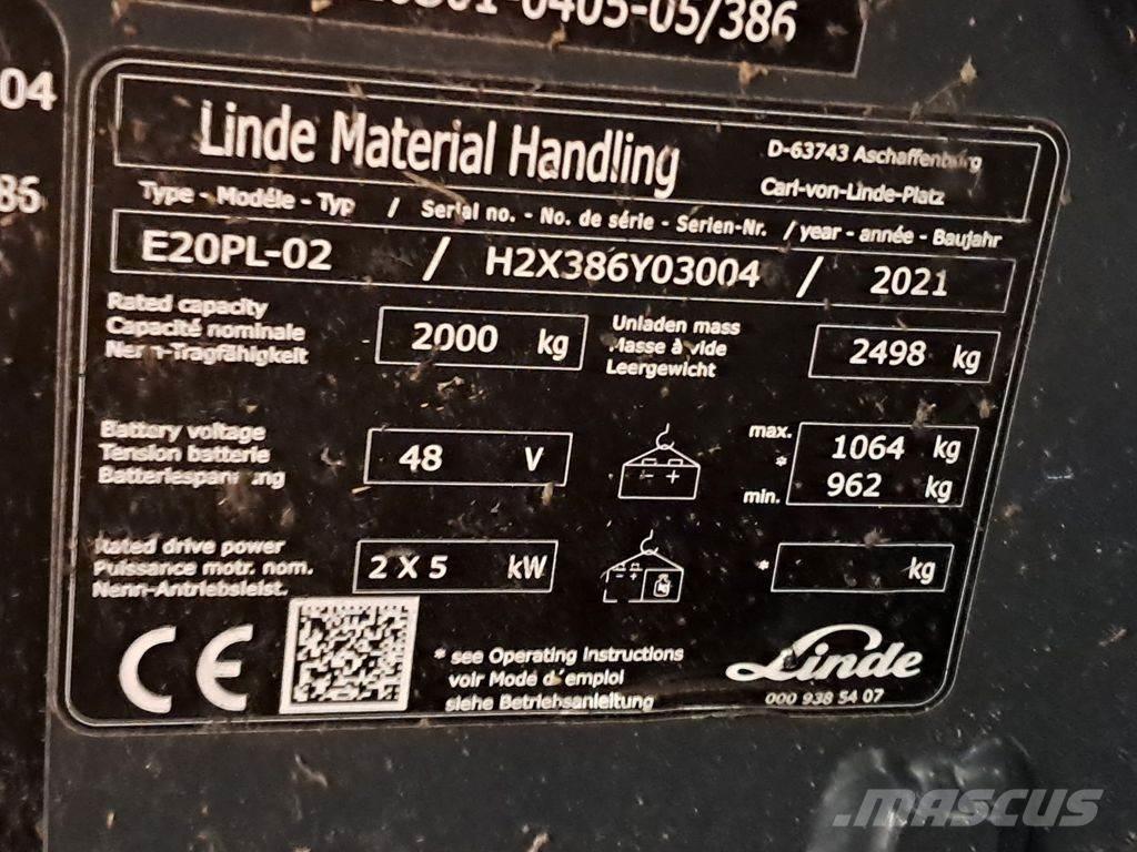 Linde E20PL-02 Elektrikli forkliftler
