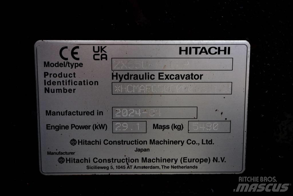 Hitachi ZX 55 U-6P Mini ekskavatörler, 7 tona dek