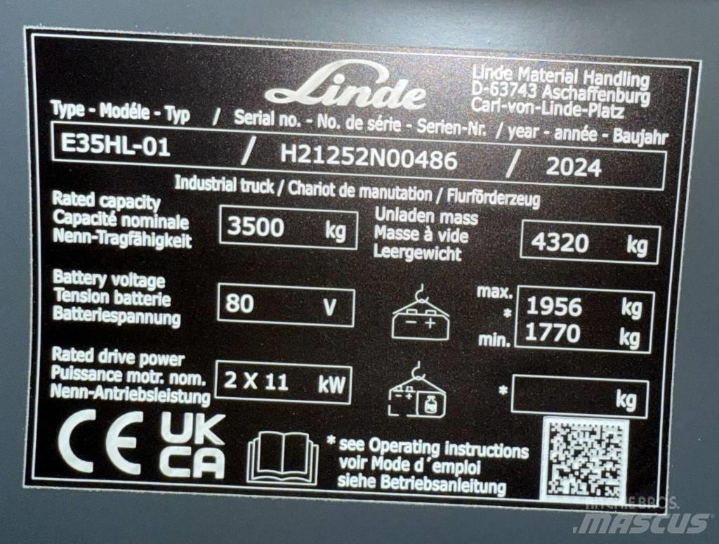 Linde E35HL/1252-01 Elektrikli forkliftler