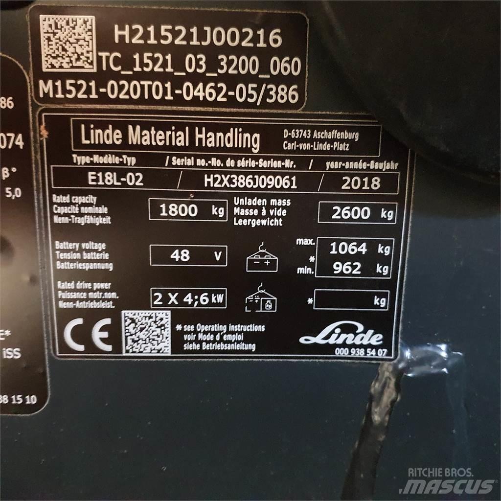 Linde E18L Elektrikli forkliftler