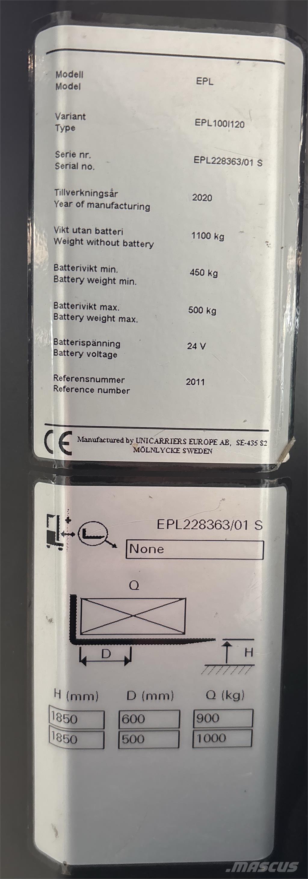 UniCarriers EPL100 Düsük seviye siparis toplayici