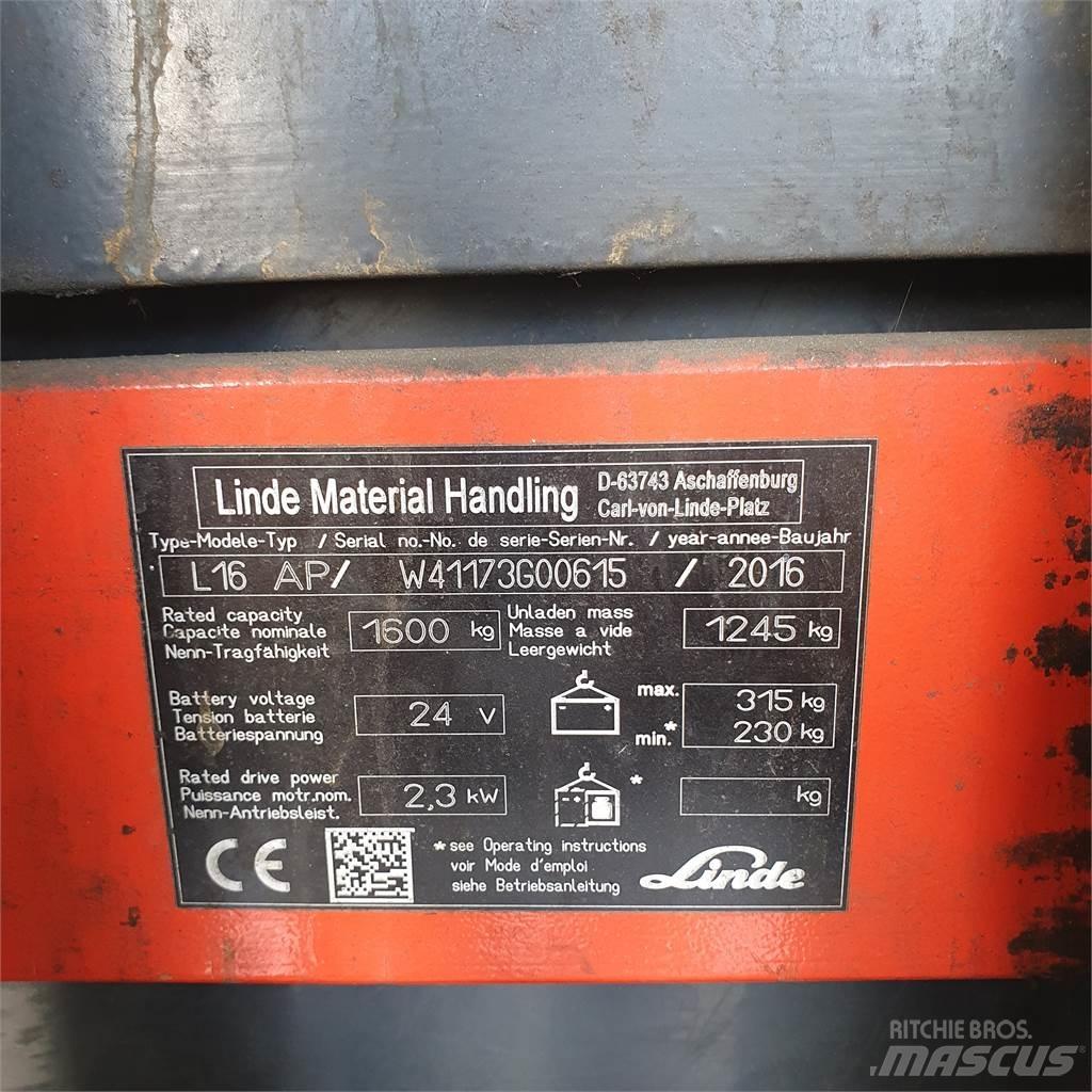 Linde L16AP Yaya kumandali istif makinasi