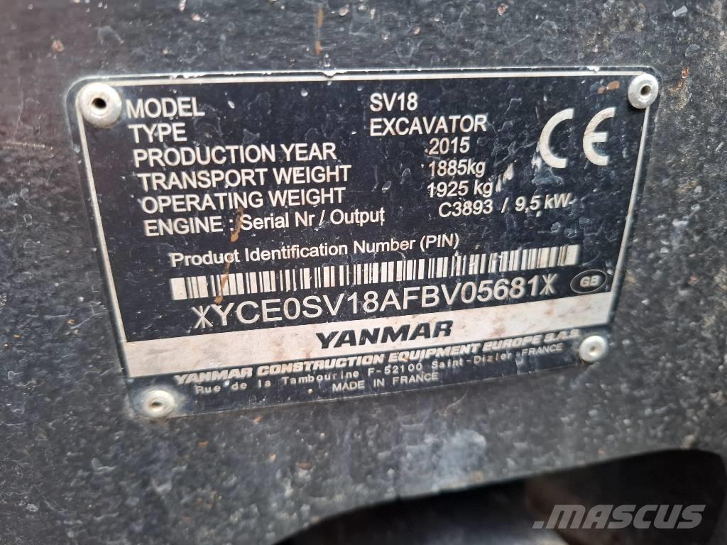 Yanmar SV 18 Mini ekskavatörler, 7 tona dek