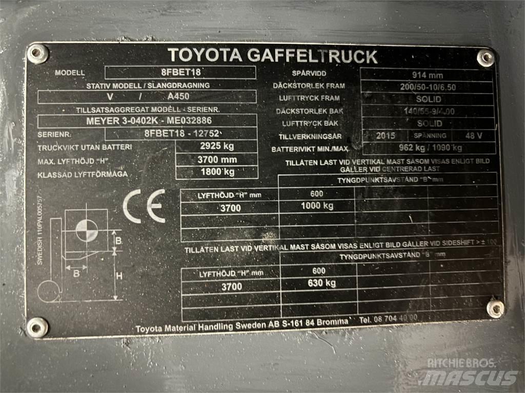 Toyota 8FBET18 Elektrikli forkliftler