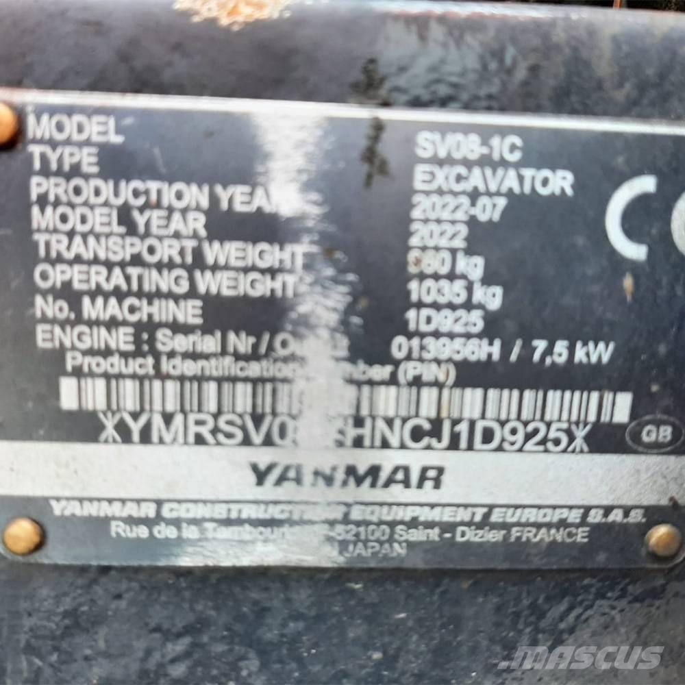 Yanmar SV 08 Mini ekskavatörler, 7 tona dek