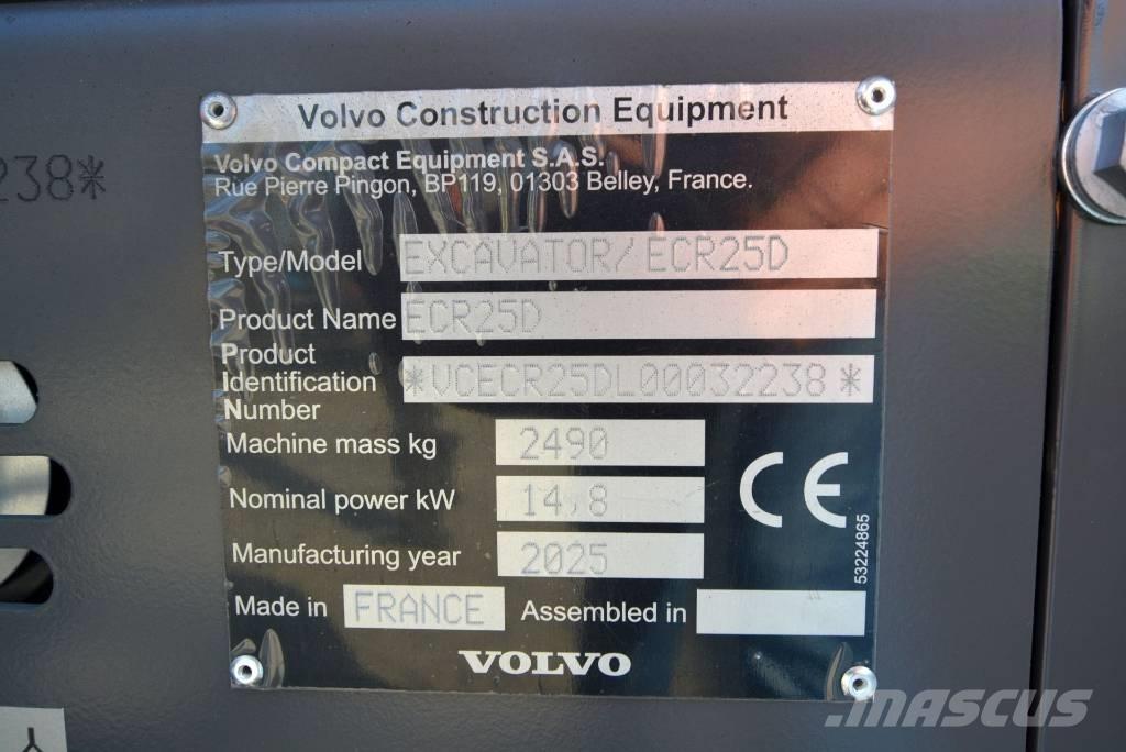 Volvo ECR 25 D Mini ekskavatörler, 7 tona dek