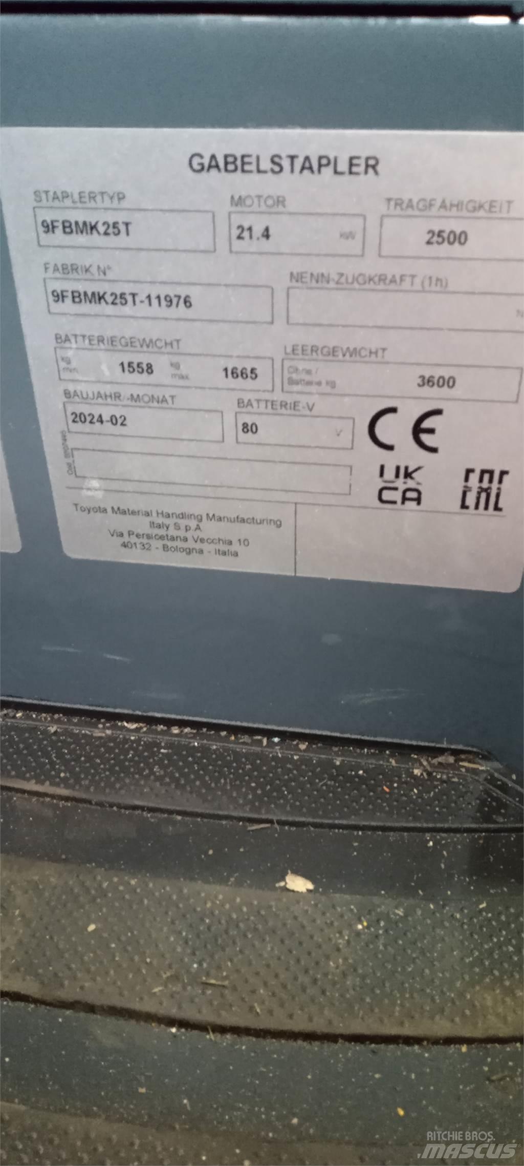Toyota 9FBMK25T Elektrikli forkliftler
