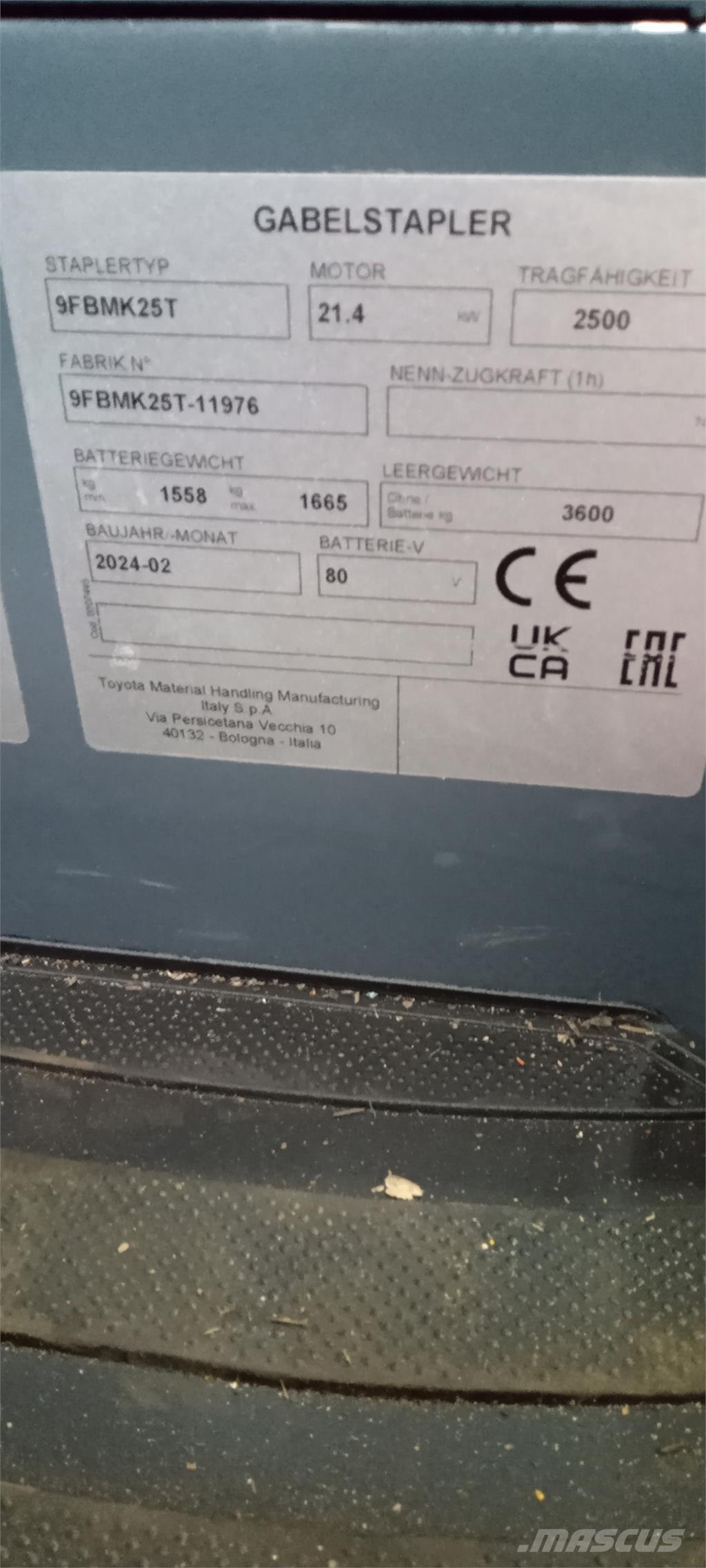 Toyota 9FBMK25T Elektrikli forkliftler