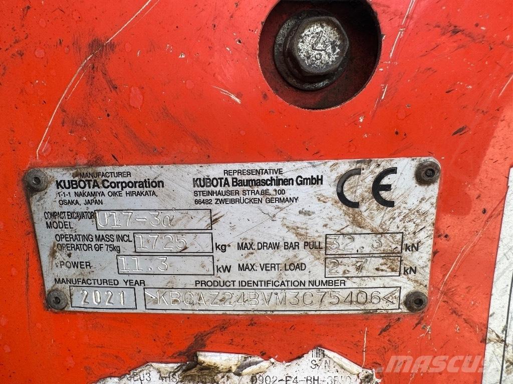 Kubota U 17-3 Mini ekskavatörler, 7 tona dek