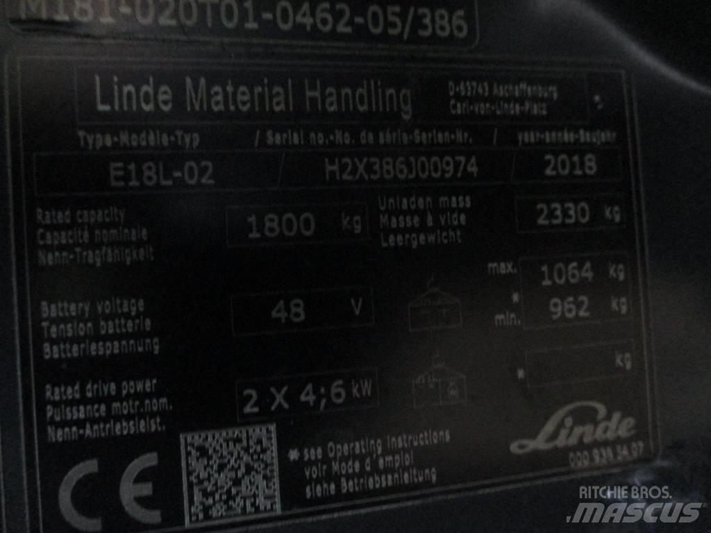 Linde E18L Elektrikli forkliftler